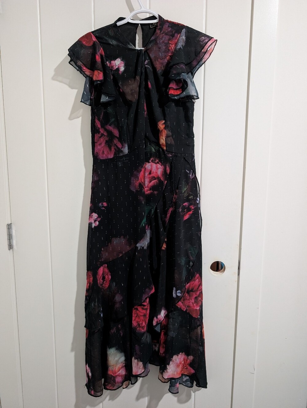 Maxi Dress with Red Floral Design - Picture 2 of 6